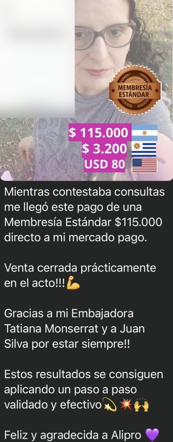 Venta de una Membresía Estándar compartida por la comunidad ALIPRO
