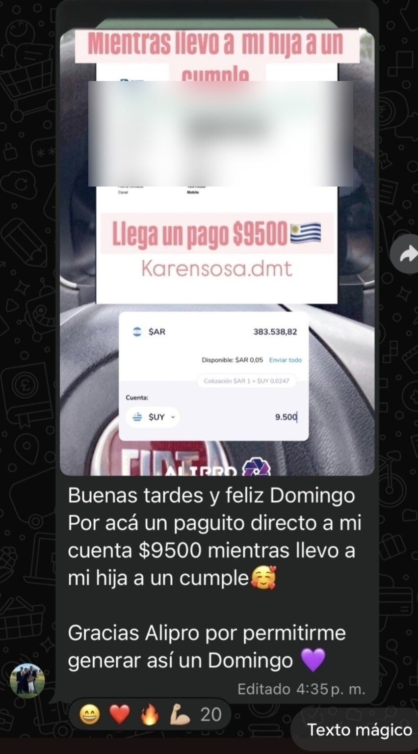 Resultado compartido por Karen en la comunidad ALIPRO