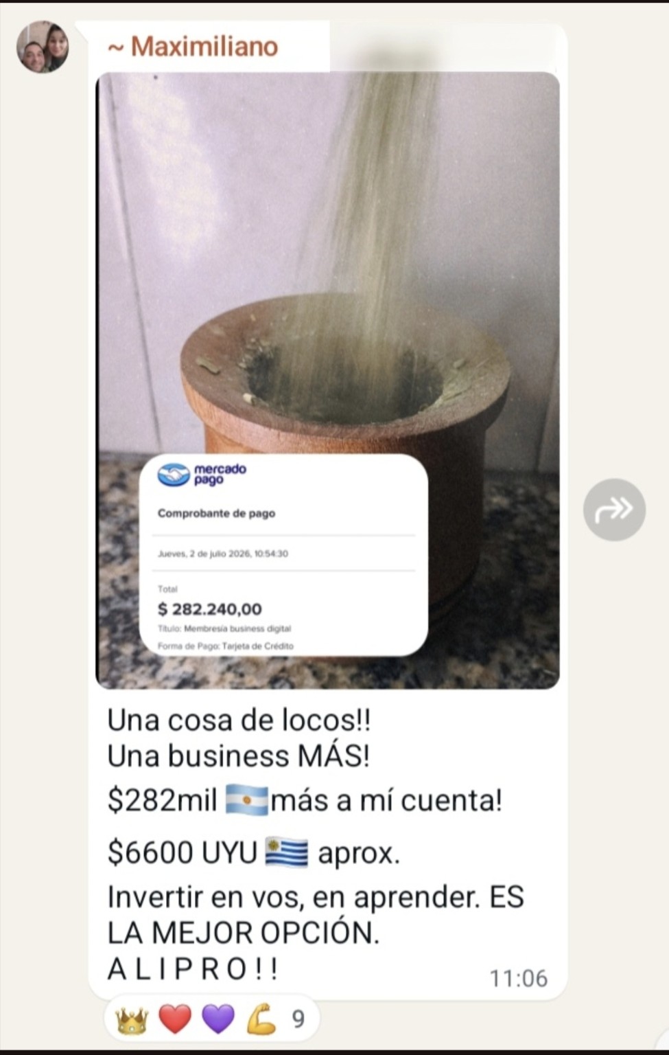 Resultado compartido por Maximiliano en la comunidad ALIPRO