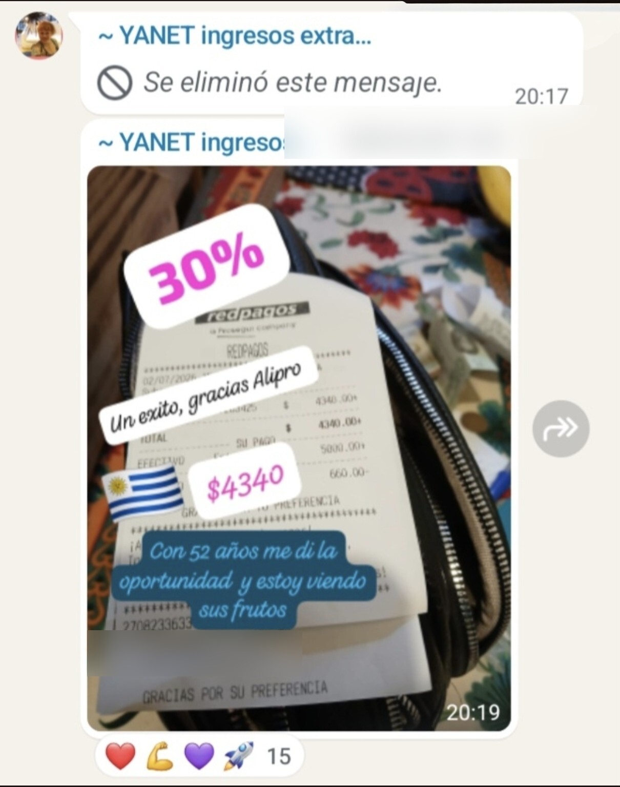 Resultado compartido por Yanet en la comunidad ALIPRO